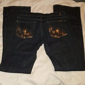 7 for All Mankind Peacock Bootcut Dark Jean Size 28 RN# U075f415S-415S